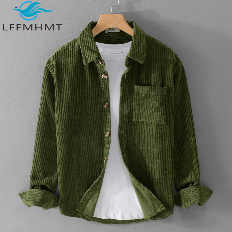 Corduroy Button Up Shirt Men - Новая мужская вельветовая рубашка 2026 года
