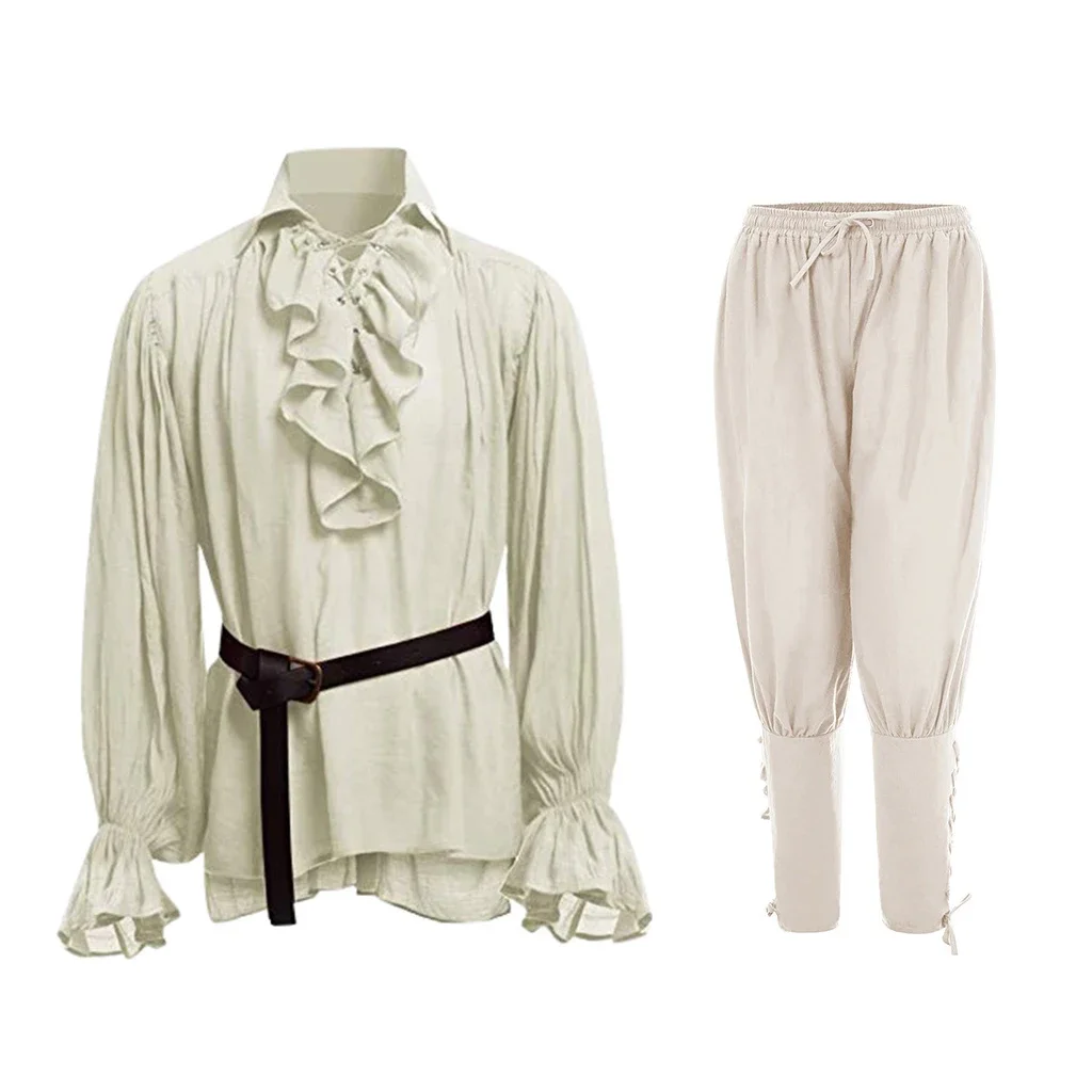 Medieval Gothic Lace Up Pirate Shirt - Средневековые рубашки с рюшами в готическом