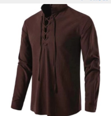 Medieval Gothic Lace Up Pirate Shirt - Мужская пиратская рубашка в стиле викингов,