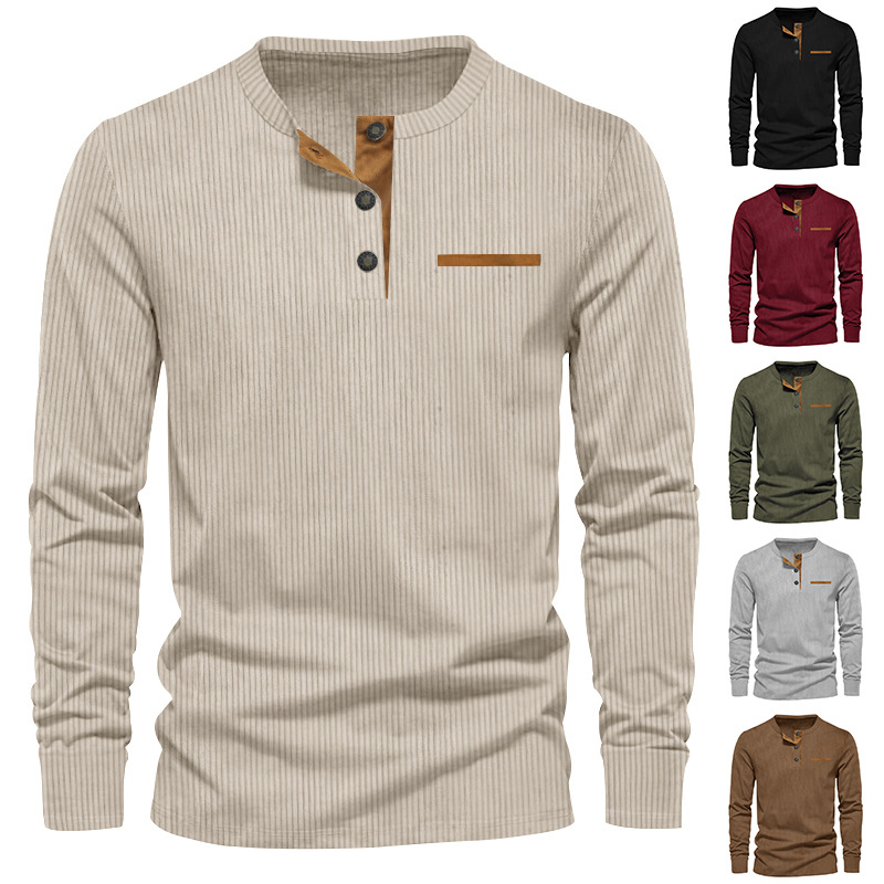 Corduroy Button Up Shirt Men - Новая мужская футболка с длинным рукавом,