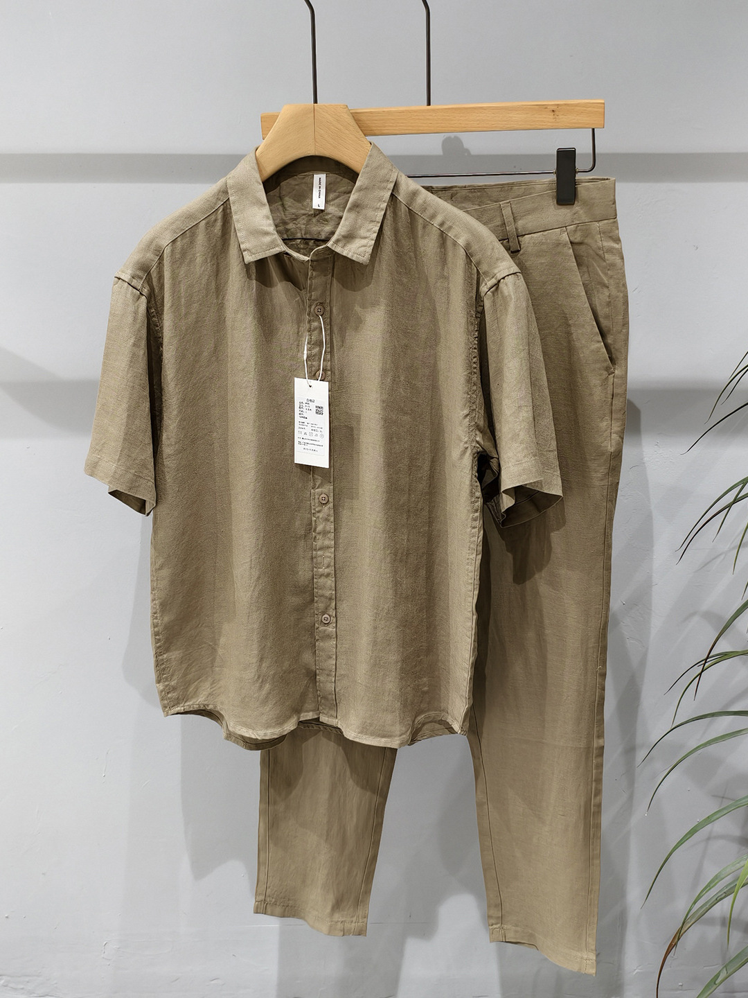 Mens Linen Shirt Long Sleeve - Льняной повседневный комплект с коротким рукавом