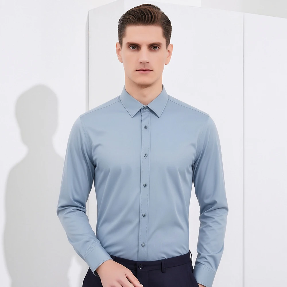 Breathable Bamboo Fiber Shirt Non Iron - Мужская деловая рубашка без карманов, не