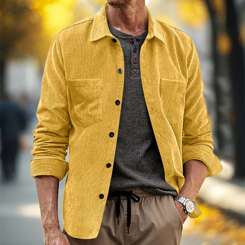 Corduroy Button Up Shirt Men - Мужская винтажная вельветовая рубашка на каждый