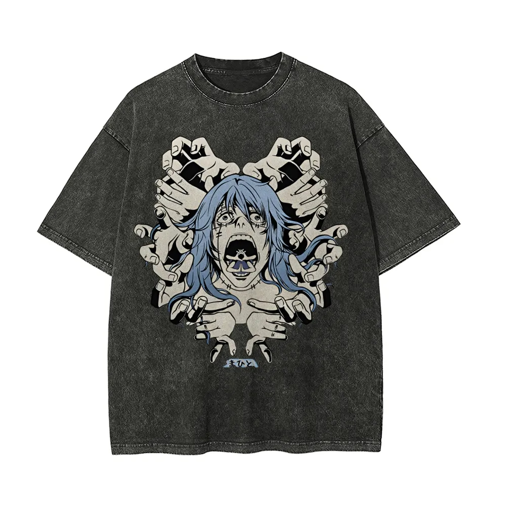 Acid Wash Vintage Graphic T Shirt - Футболка Mahito Jujutsu Kaisen мужская, с