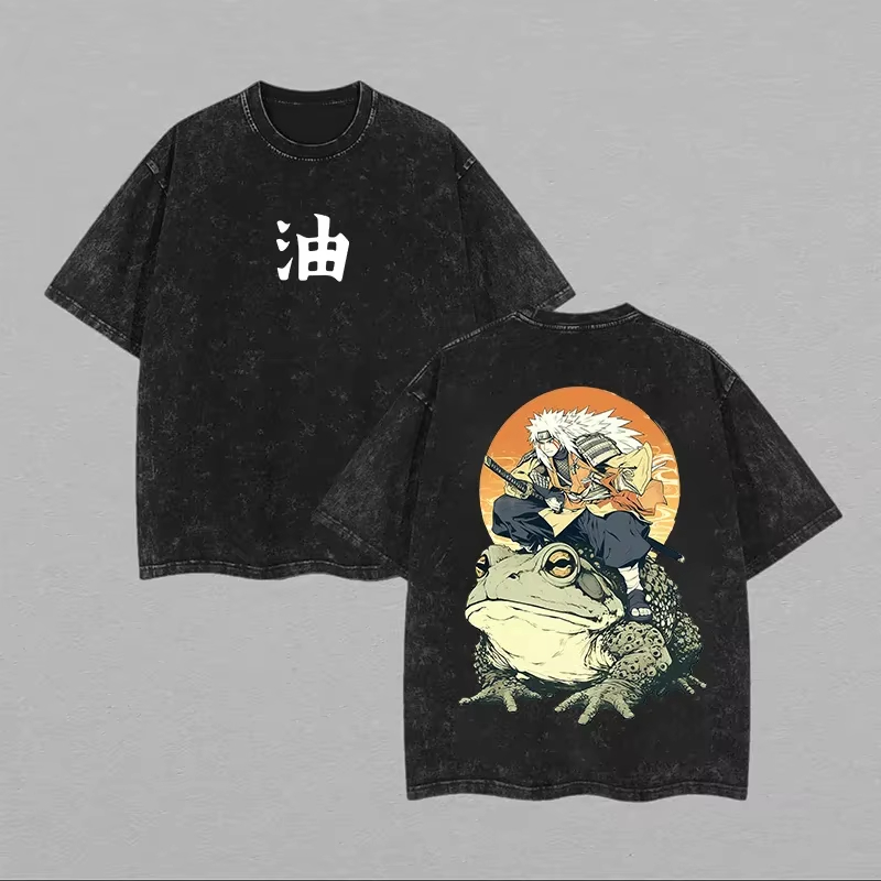 Acid Wash Vintage Graphic T Shirt - Футболка Jiraiya 2026: Наруто, Жаб-Саннин, винтажная,