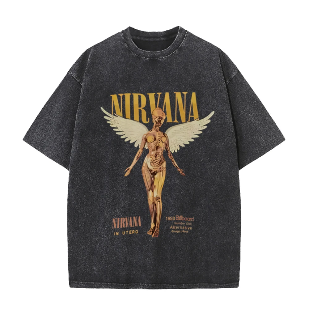Acid Wash Vintage Graphic T Shirt - Ретро футболка оверсайз с эффектом кислотной