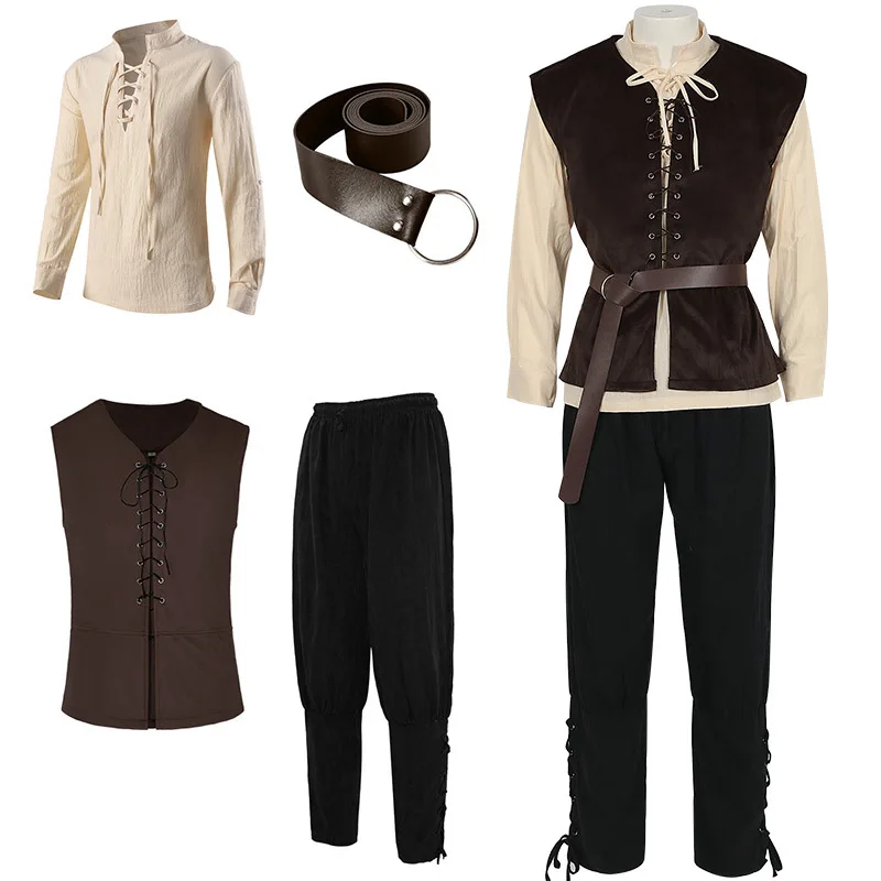 Medieval Gothic Lace Up Pirate Shirt - Средневековые рубашки, готический стимпанк, викторианский пиратский