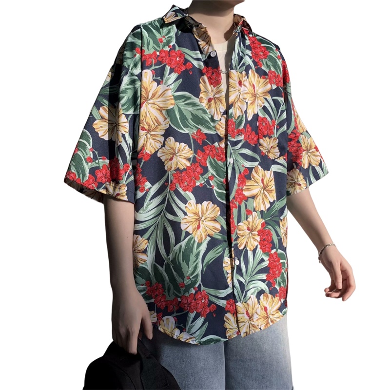 Vintage Hawaiian Floral Shirt - Повседневная Гавайская ретро-рубашка для мужчин, короткий