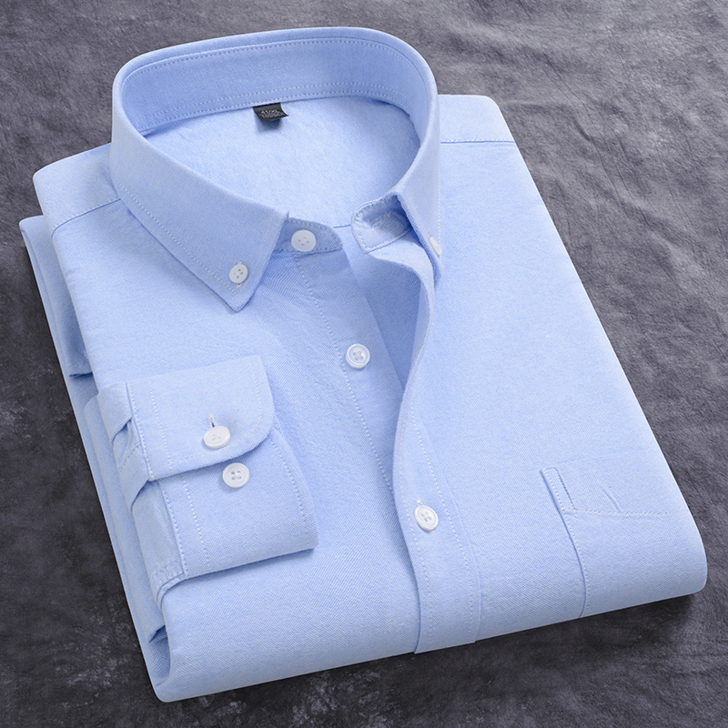 Oxford Cotton Casual Shirt Business - Новая весенняя мужская рубашка-оксфорд с длинным