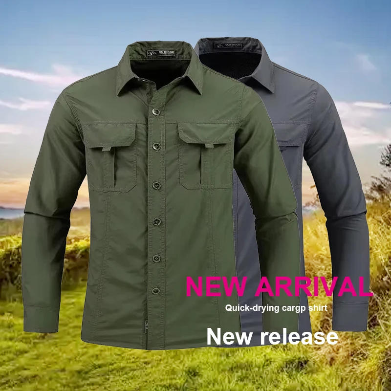 Tactical Military Shirt Cargo - 5XL Мужская легкая быстросохнущая рубашка, тактическая