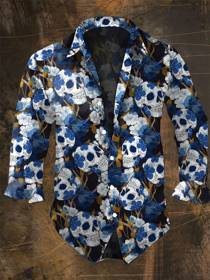 Vintage Hawaiian Floral Shirt - Мужская Повседневная рубашка с длинным рукавом,
