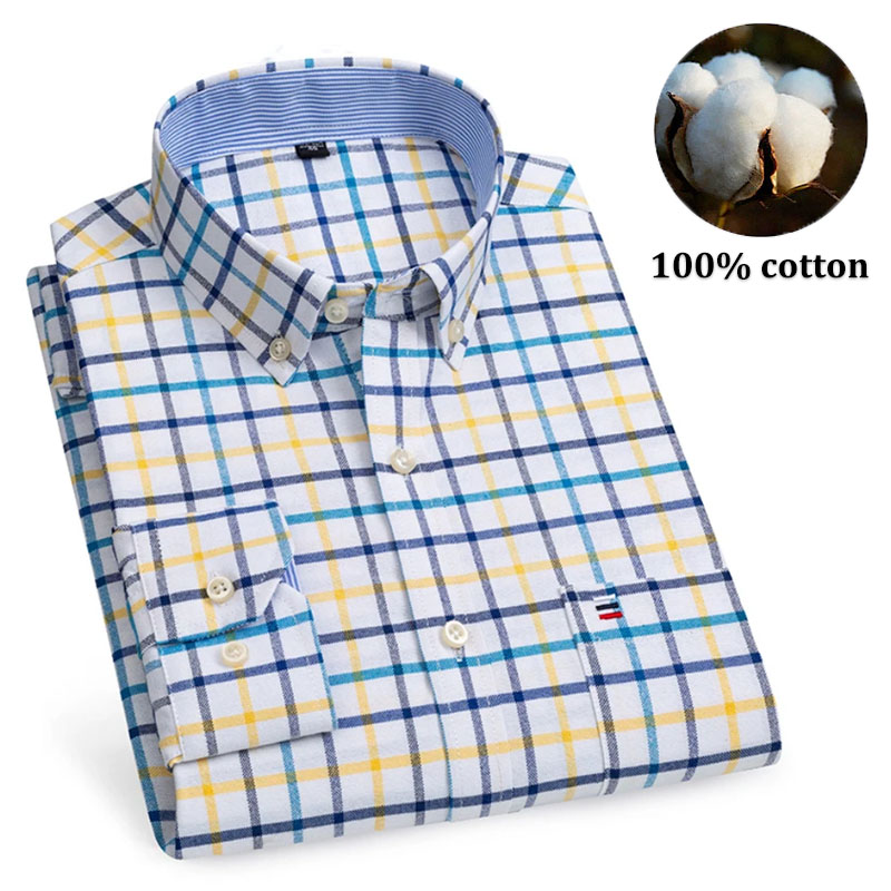 Oxford Cotton Casual Shirt Business - Мужские рубашки из 100% хлопка с