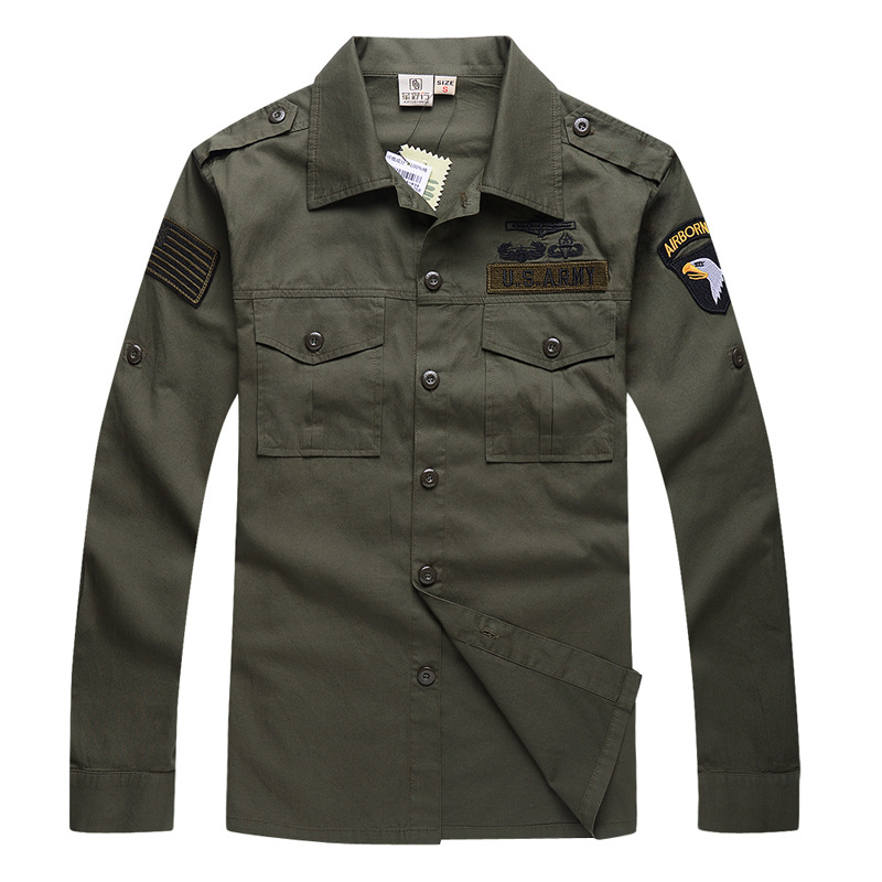 Tactical Military Shirt Cargo - Мужская хлопковая тактическая рубашка с длинными