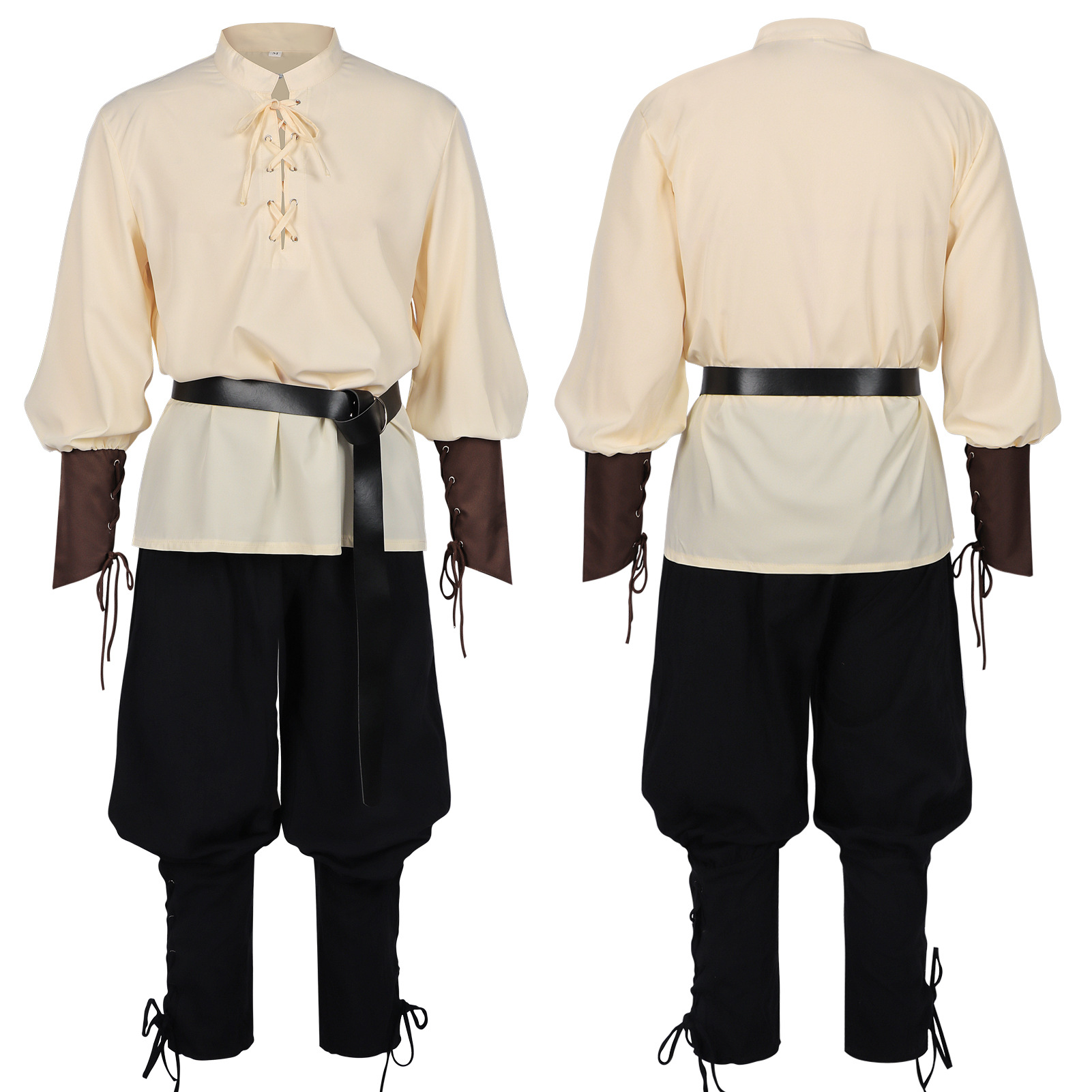 Medieval Gothic Lace Up Pirate Shirt - Мужская рубашка в средневековом стиле эпохи