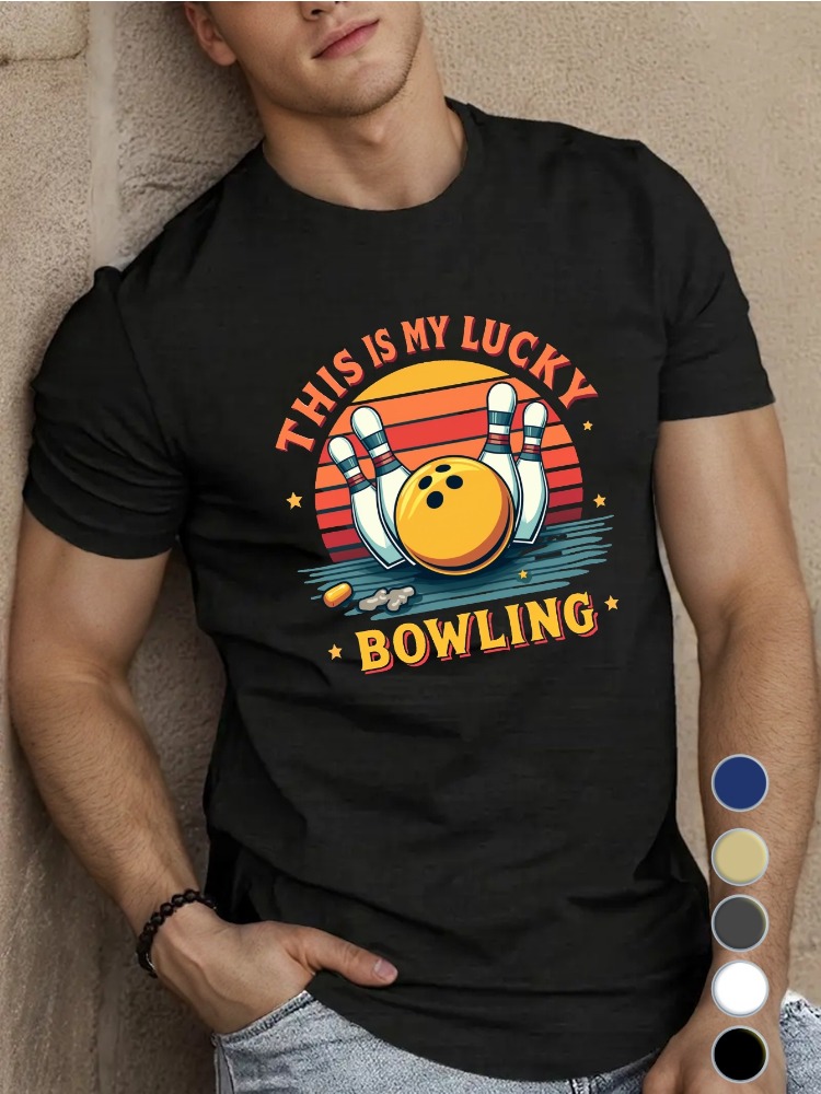 Short Sleeve Bowling Shirt Retro - Мужская хлопковая футболка с круглым вырезом
