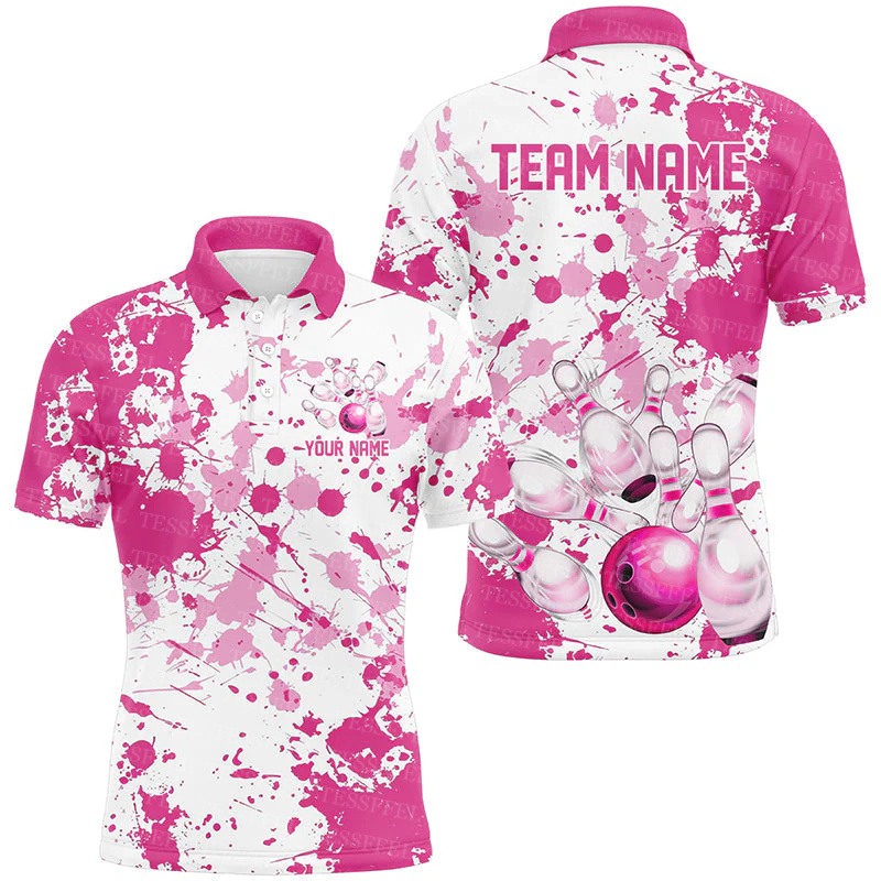 Short Sleeve Bowling Shirt Retro - Пользовательское имя граффити пламя градиент боулинг