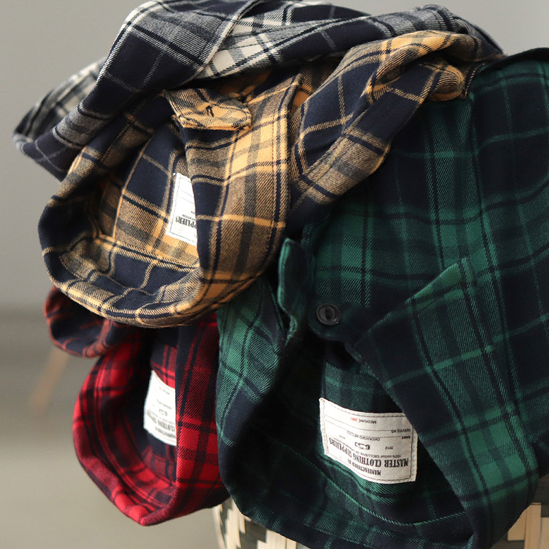 Flannel Plaid Shirt Heavy Weight - Осенняя новая японская ретро 300 г