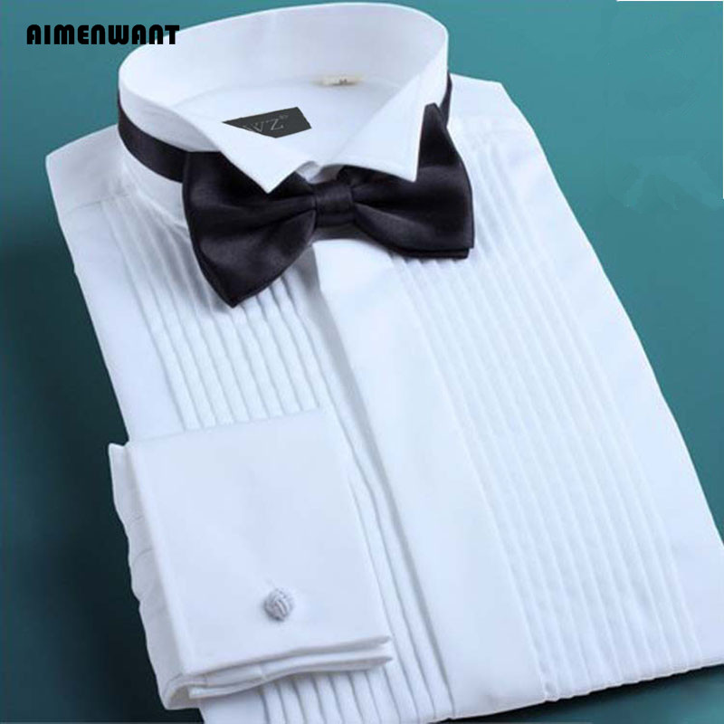Mandarin Collar Formal Shirt Slim Fit - Мужская рубашка под смокинг AIMENWANT 2024,