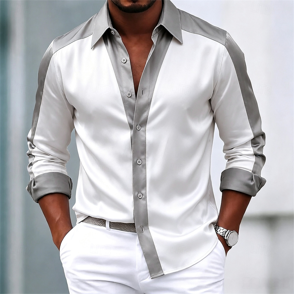 Mens Satin Silk Dress Shirt - Мужская рубашка, атласная рубашка, классическая рубашка,