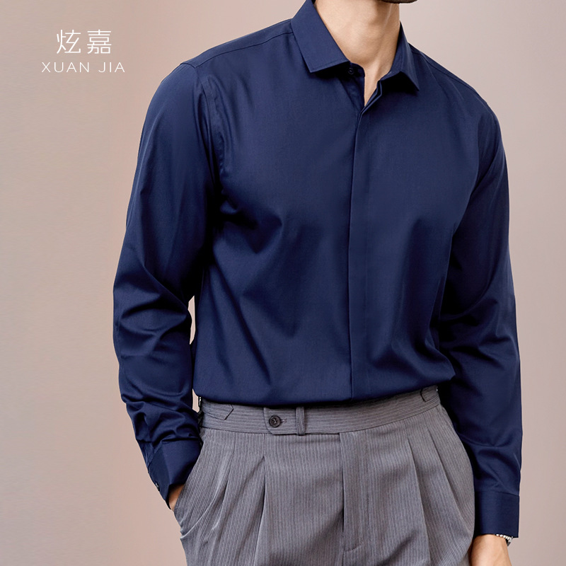 Mens Satin Silk Dress Shirt - Мужская шелковая рубашка 2026: Новинка весна-осень,
