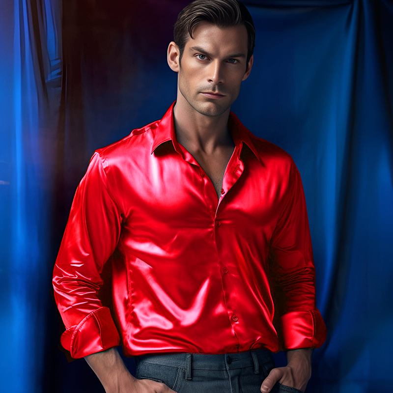 Рубашка мужская атласная однот – обзор и цена Mens Satin Silk Dress Shirt