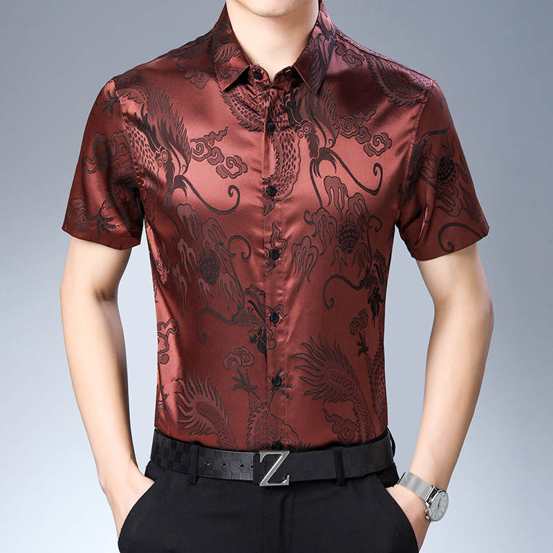 Мужская модная шелковая рубашк – обзор и цена Mens Satin Silk Dress Shirt