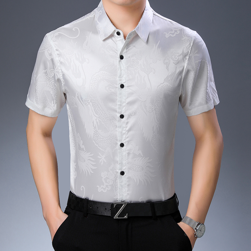 Мужская модная шелковая рубашк – обзор и цена Mens Satin Silk Dress Shirt