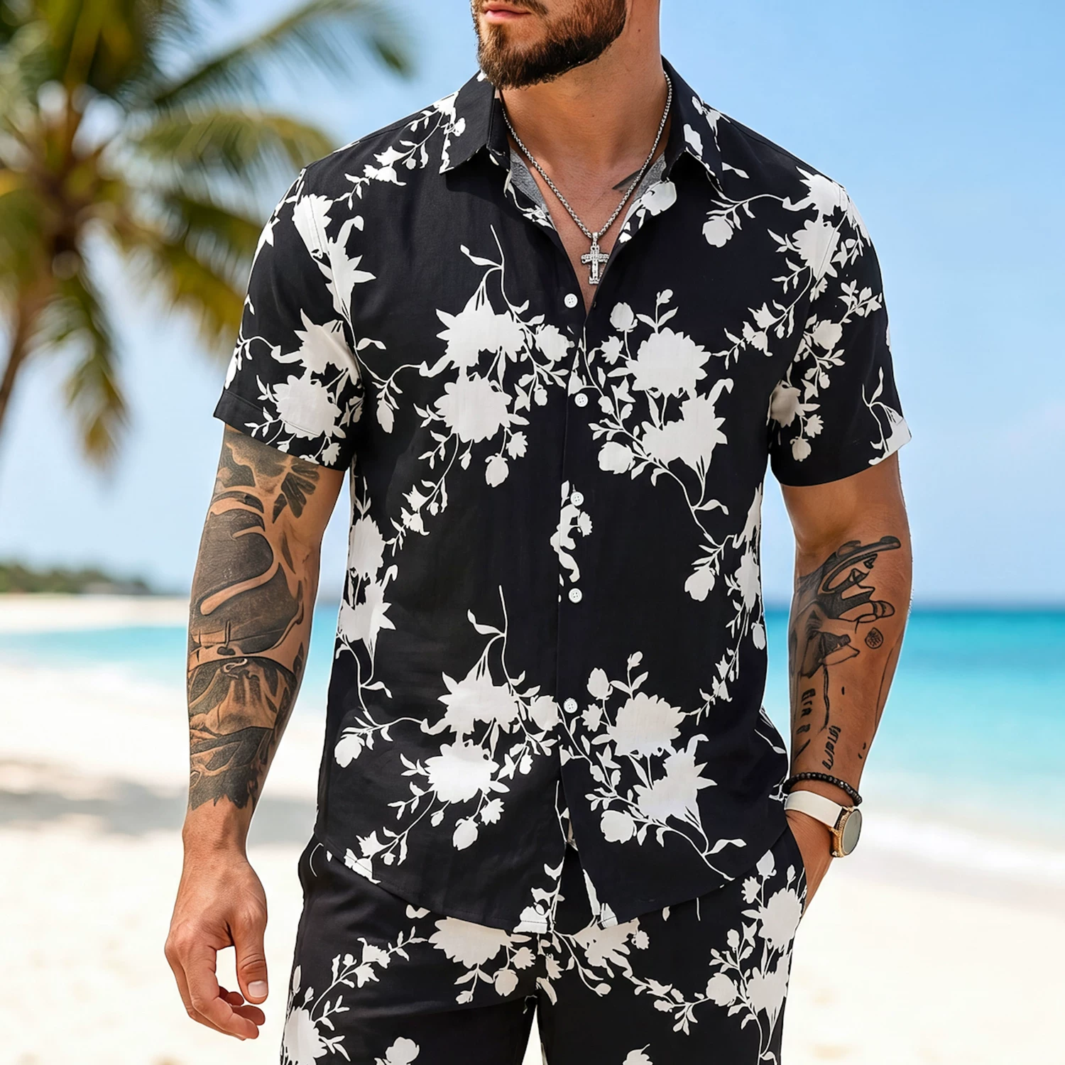 Мужская летняя гавайская рубаш – обзор и цена Vintage Hawaiian Floral Shirt