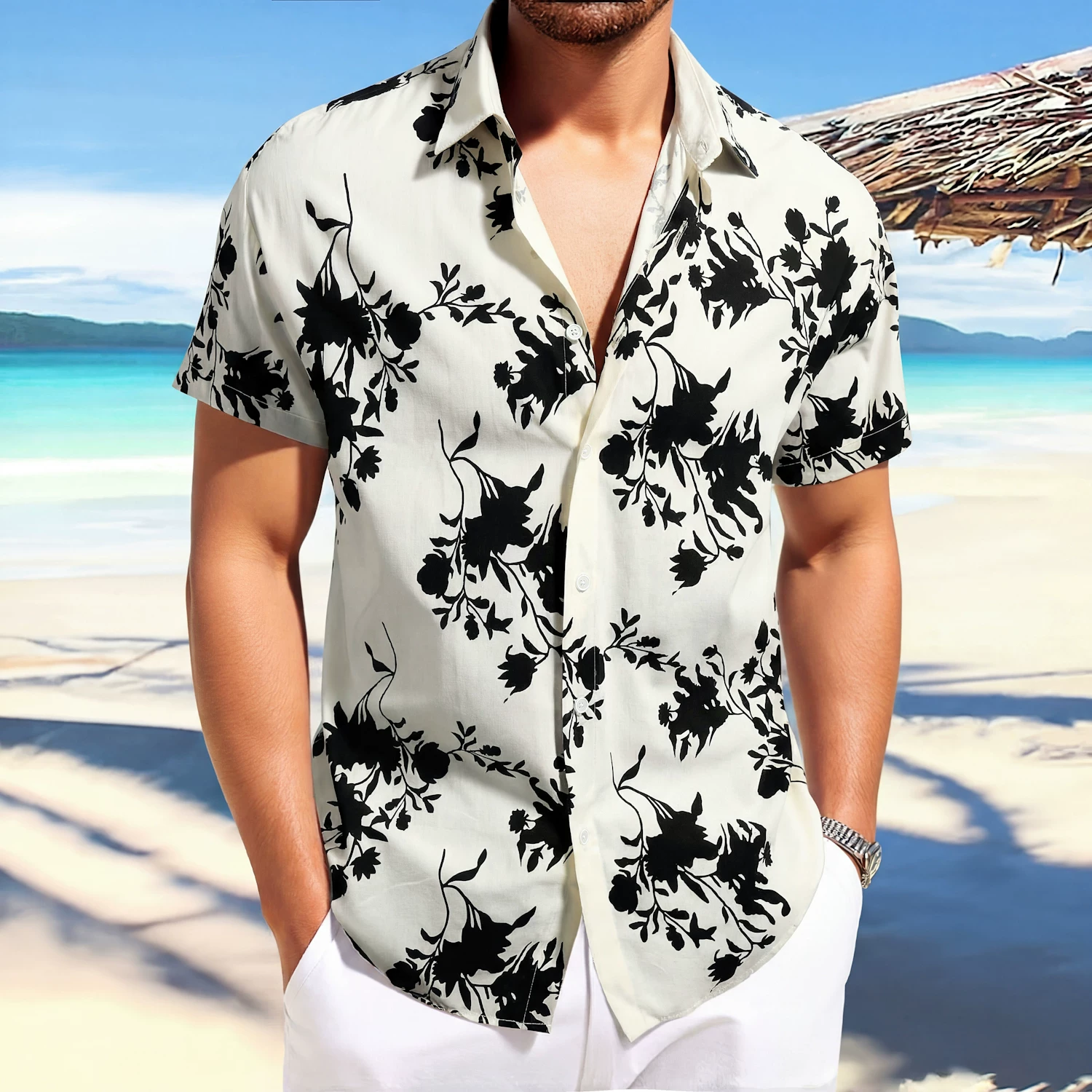 Мужская летняя гавайская рубаш – обзор и цена Vintage Hawaiian Floral Shirt