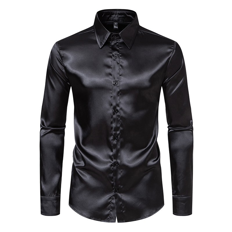 Мужские черные атласные роскош – обзор и цена Mens Satin Silk Dress Shirt