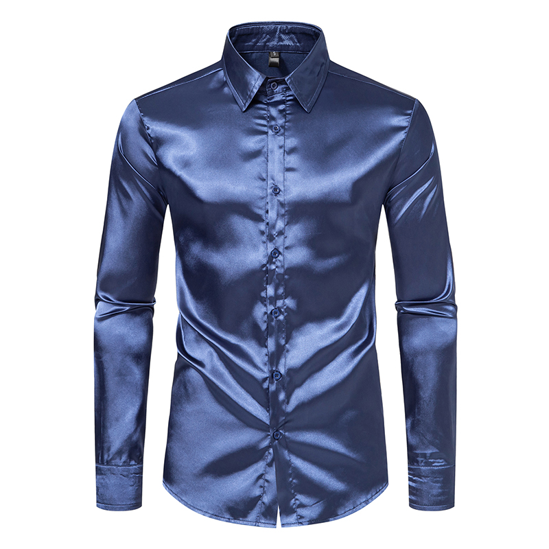 Мужские черные атласные роскош – обзор и цена Mens Satin Silk Dress Shirt