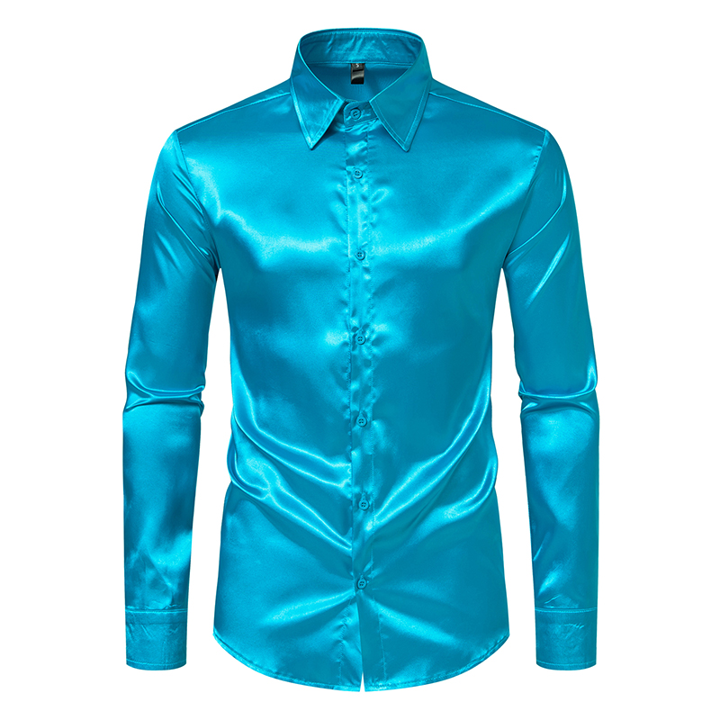 Мужские черные атласные роскош – обзор и цена Mens Satin Silk Dress Shirt