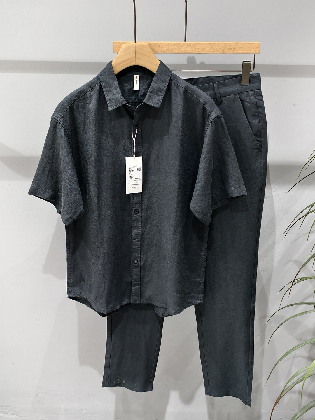Льняной повседневный комплект  – обзор и цена Mens Linen Shirt Long Sleeve
