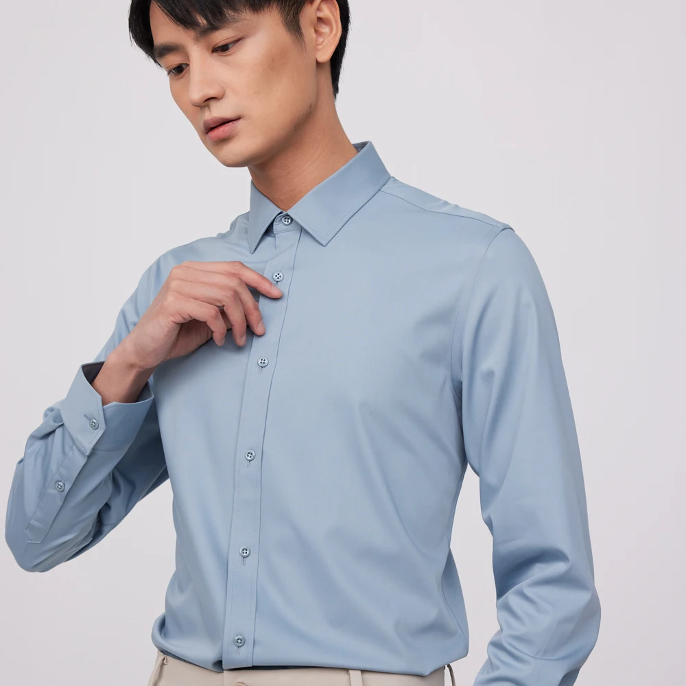 Мужская деловая рубашка без ка – обзор и цена Breathable Bamboo Fiber Shirt Non Iron