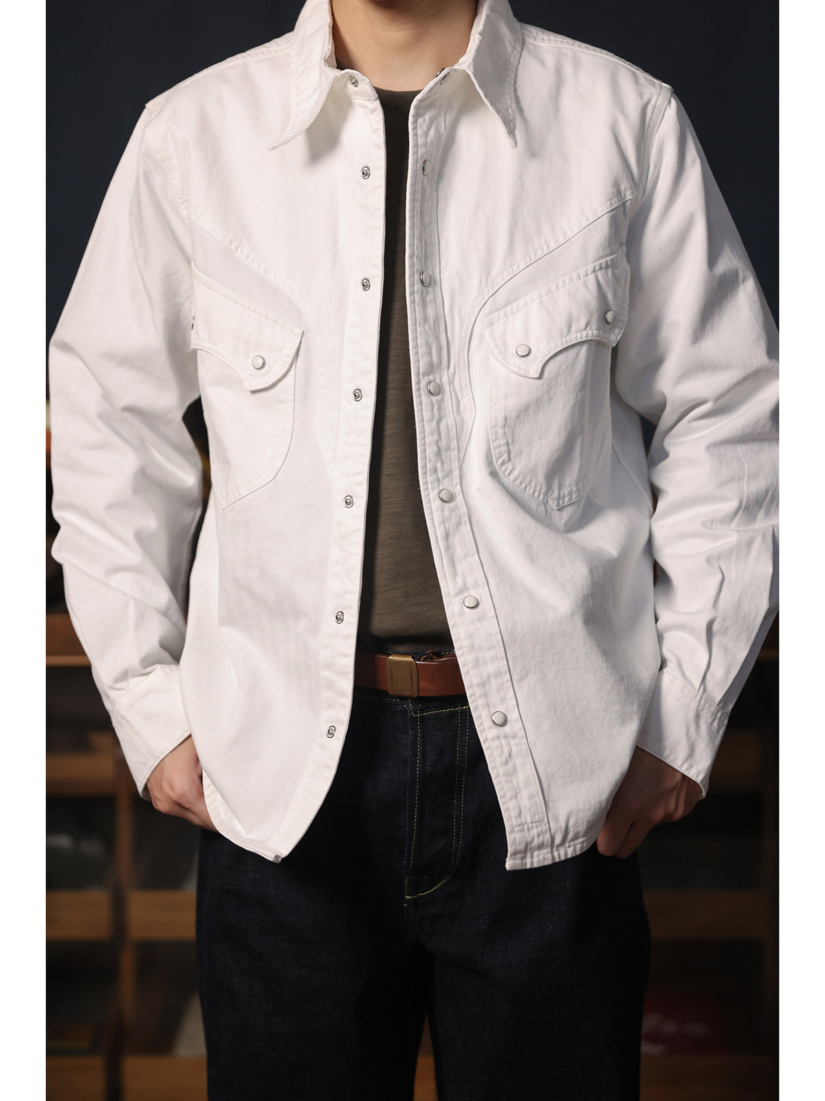 Ковбойская рубашка в западном  – обзор и цена Mens Western Denim Pearl Snap Shirt