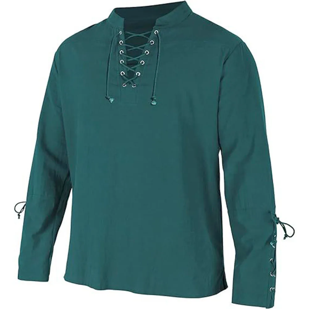 Мужские рубашки с длинным рука – обзор и цена Medieval Gothic Lace Up Pirate Shirt