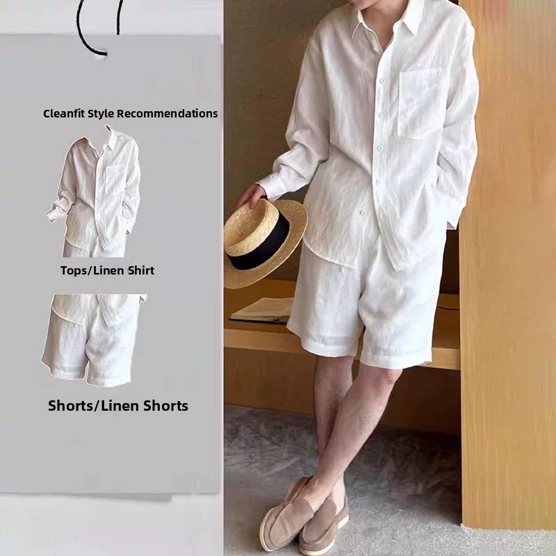 Легкий дышащий комплект из хло – обзор и цена Mens Linen Shirt Long Sleeve