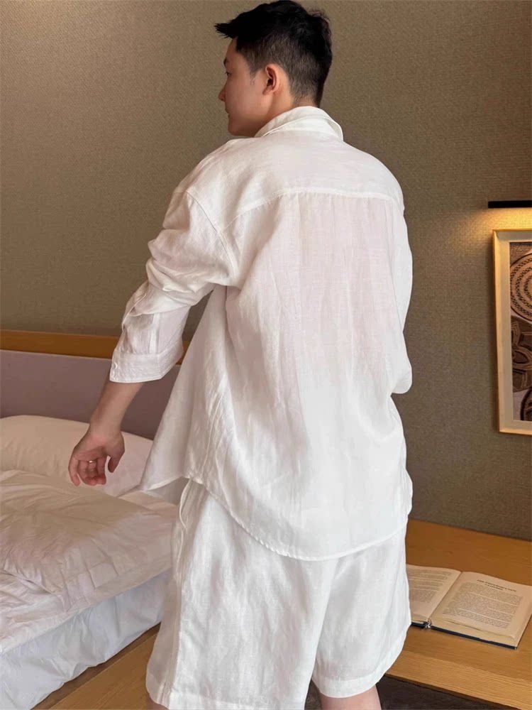 Легкий дышащий комплект из хло – обзор и цена Mens Linen Shirt Long Sleeve