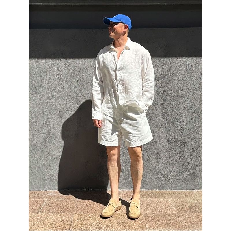 Легкий люксовый комплект для м – обзор и цена Mens Linen Shirt Long Sleeve