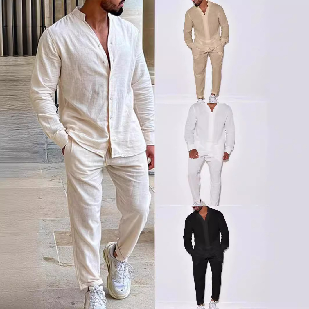 Мужские комплекты, льняной вес – обзор и цена Mens Linen Shirt Long Sleeve
