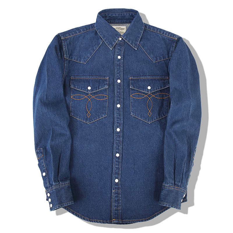 Винтажные джинсовые рубашки Am – обзор и цена Mens Western Denim Pearl Snap Shirt