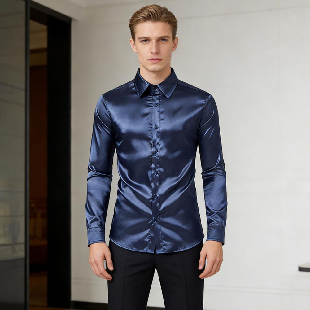 Мужская атласная шелковая руба – обзор и цена Mens Satin Silk Dress Shirt