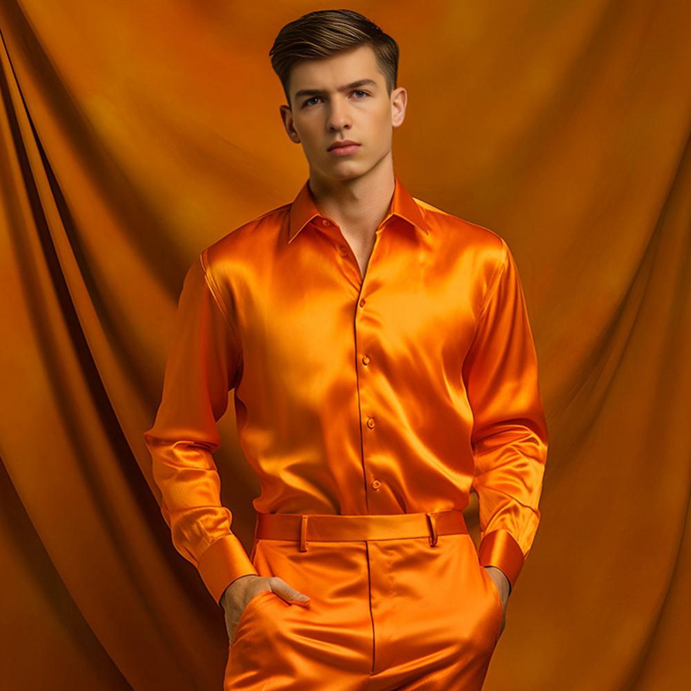 Мужская атласная шелковая руба – обзор и цена Mens Satin Silk Dress Shirt