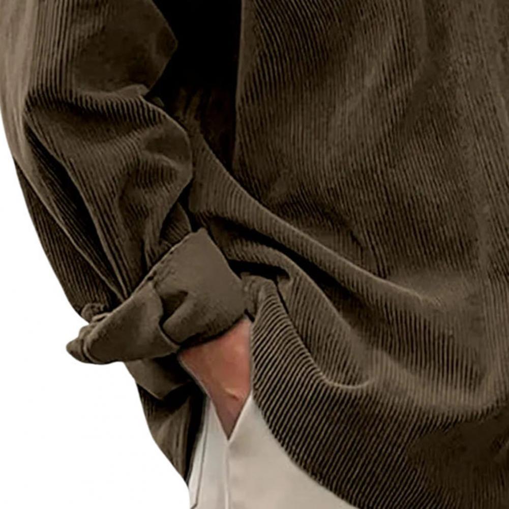 Мужские повседневные однотонны – обзор и цена Corduroy Button Up Shirt Men