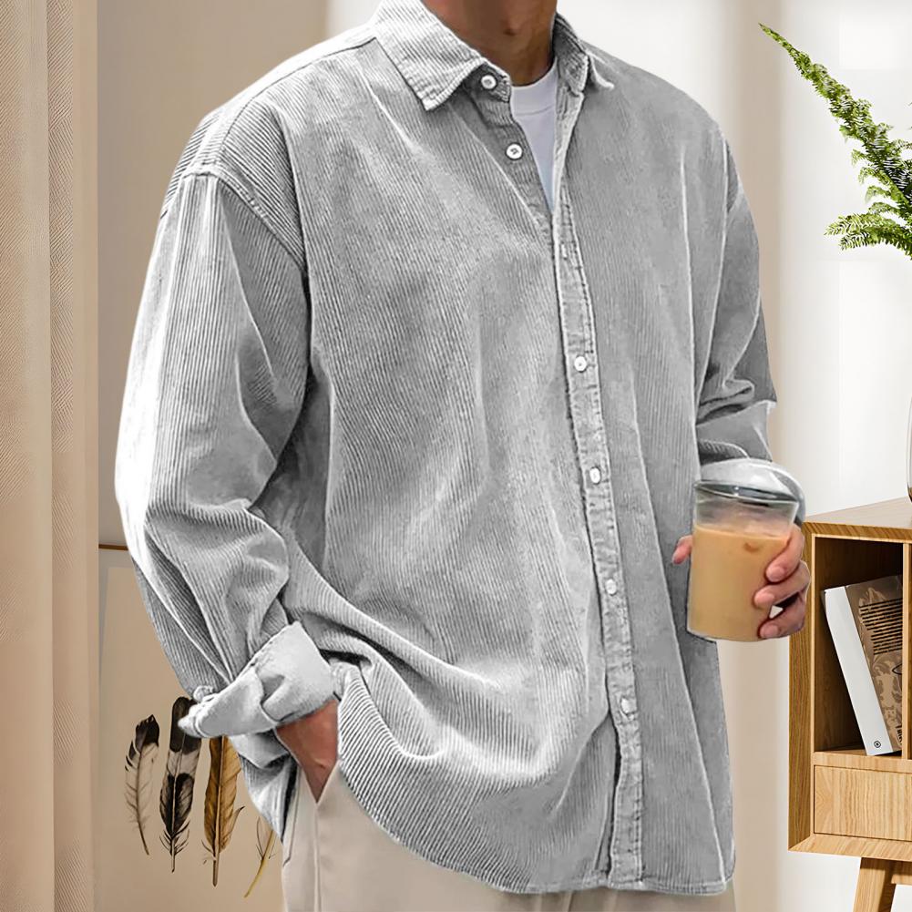 Мужские повседневные однотонны – обзор и цена Corduroy Button Up Shirt Men
