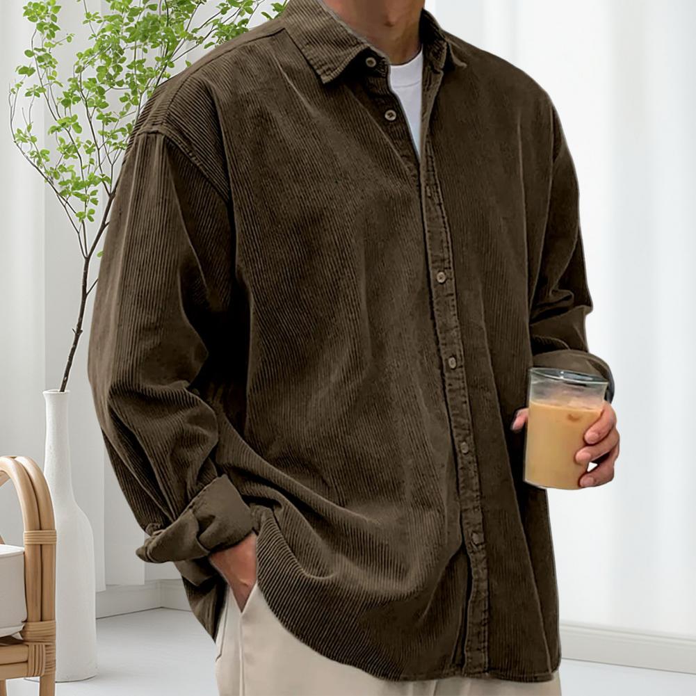 Мужские повседневные однотонны – обзор и цена Corduroy Button Up Shirt Men