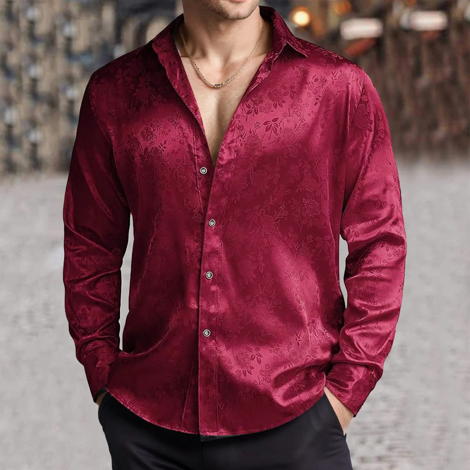 Мужская классическая рубашка и – обзор и цена Mens Satin Silk Dress Shirt