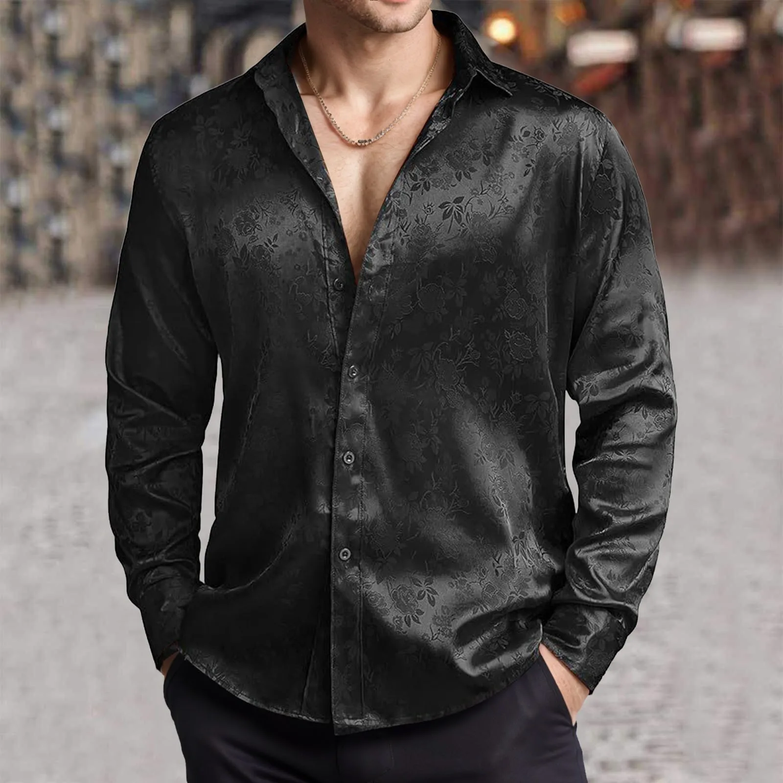 Мужская классическая рубашка и – обзор и цена Mens Satin Silk Dress Shirt