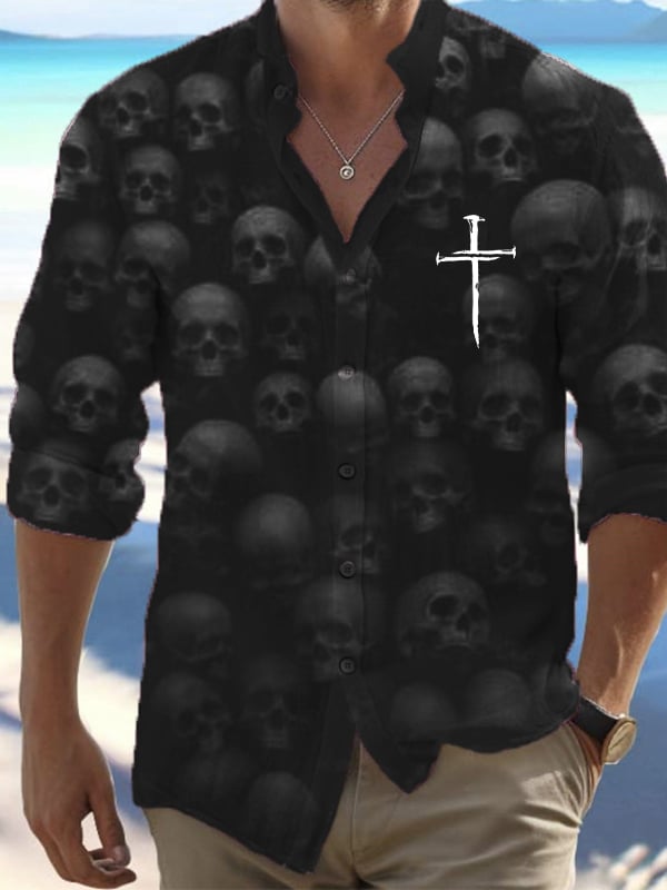 Halloween Men's Dark Skull Pri – обзор и цена Vintage Hawaiian Floral Shirt