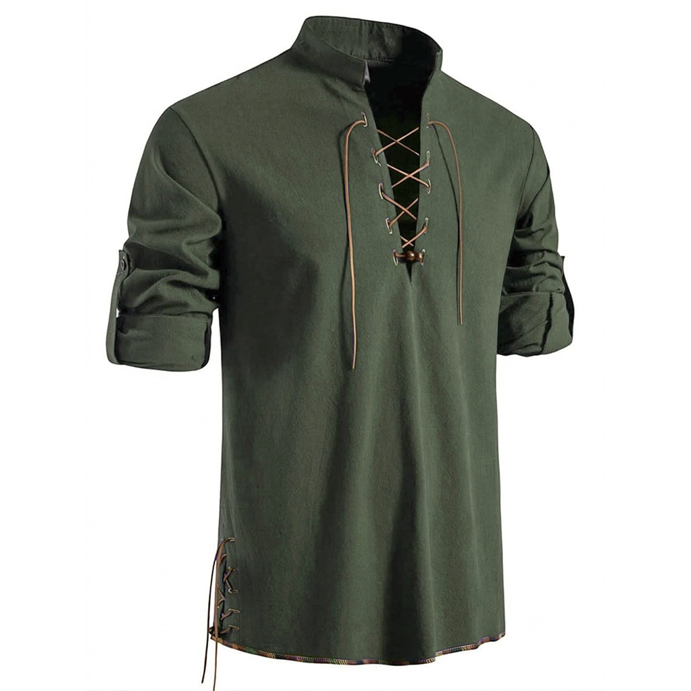 Мужская рубашка с воротником-х – обзор и цена Medieval Gothic Lace Up Pirate Shirt